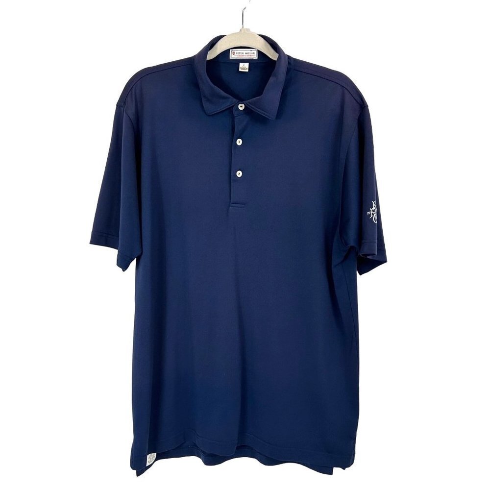 Peter Millar Mens Golf Polo Shirt Large Navy Summer Comfort Short Sleeve